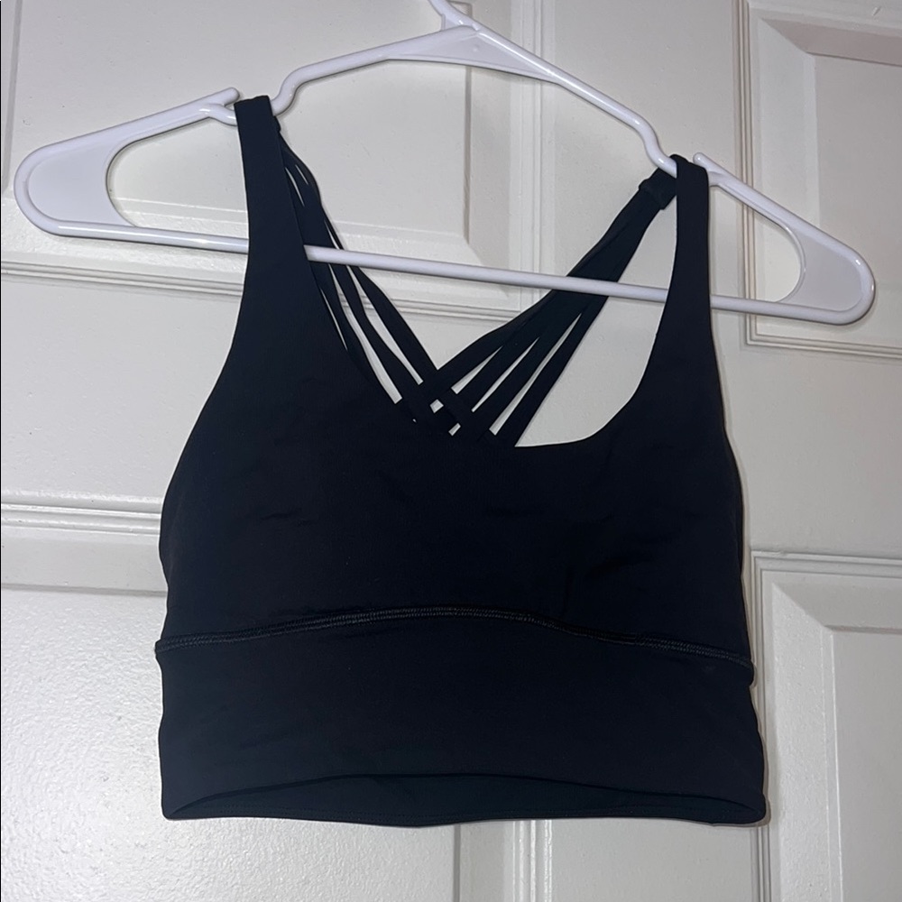 Women's Black Strappy Sports Bra